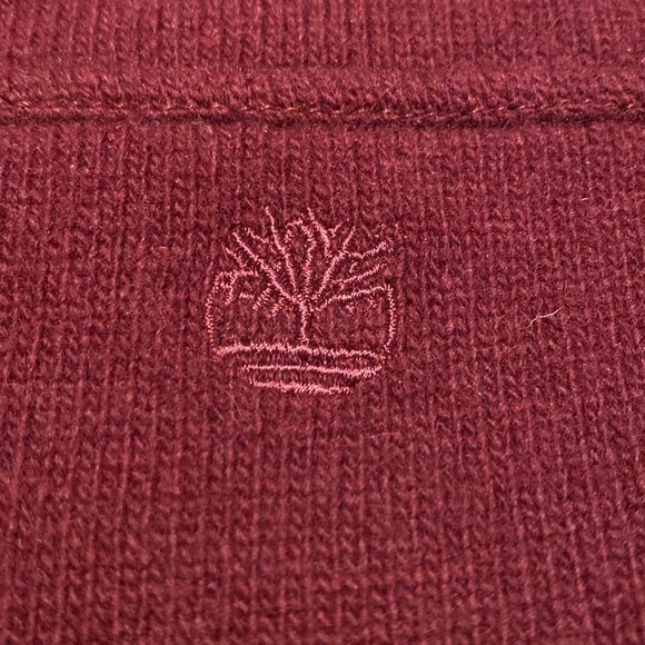 Timberland Vtg Quarter Zip Wool Cashmere Blend Patch Elbow Maroon Size Medium - Picture 2 of 9